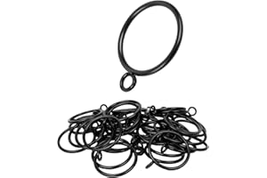 Manysky Curtain Rings with Eyelets, 48 Pack Metal Drapery Rings for Pinch Pleat Curtains Panels, Drape Rings Fits Up to 1.2 in Curtains Rod, 1.5 Inch I D Black