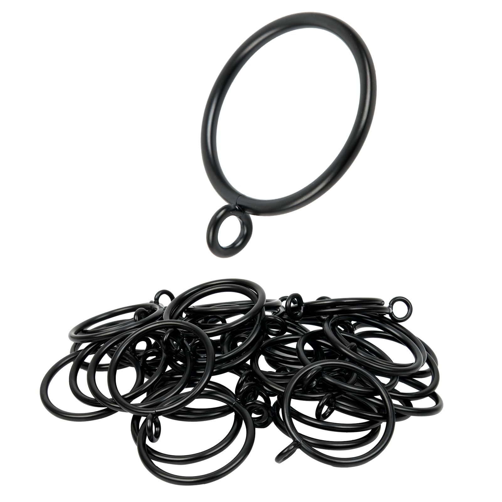 Photo 1 of Manysky Curtain Rings with Eyelets, 48 Pack Metal Drapery Rings for Pinch Pleat Curtains Panels, Drape Rings Fits Up to 1.2 in Curtains Rod, 1.5 Inch I D Black