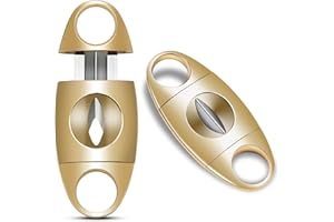 Demcigar V-Cut Cigar Cutter, Stainless Steel Sharp Blade Cigar Guillotine Scissors for Men(Gold)