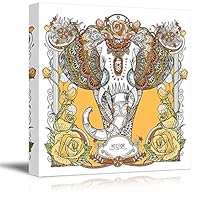 Canvas Wall Art Tribal Elephant Rustic Effect Canvas Prints Home Artwork Decoration for Living Room,Bedroom - 12x12 inches