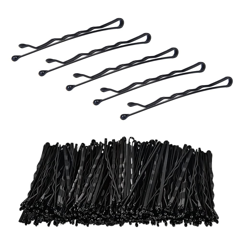 ZEVONDA Metal Hair Pins Set - 5cm Long Bobby Pins with Storage Box Hair Grips with a Smooth Surface and Round Edges for Women Girl Makeup Hair Styling, Black, 200pcs