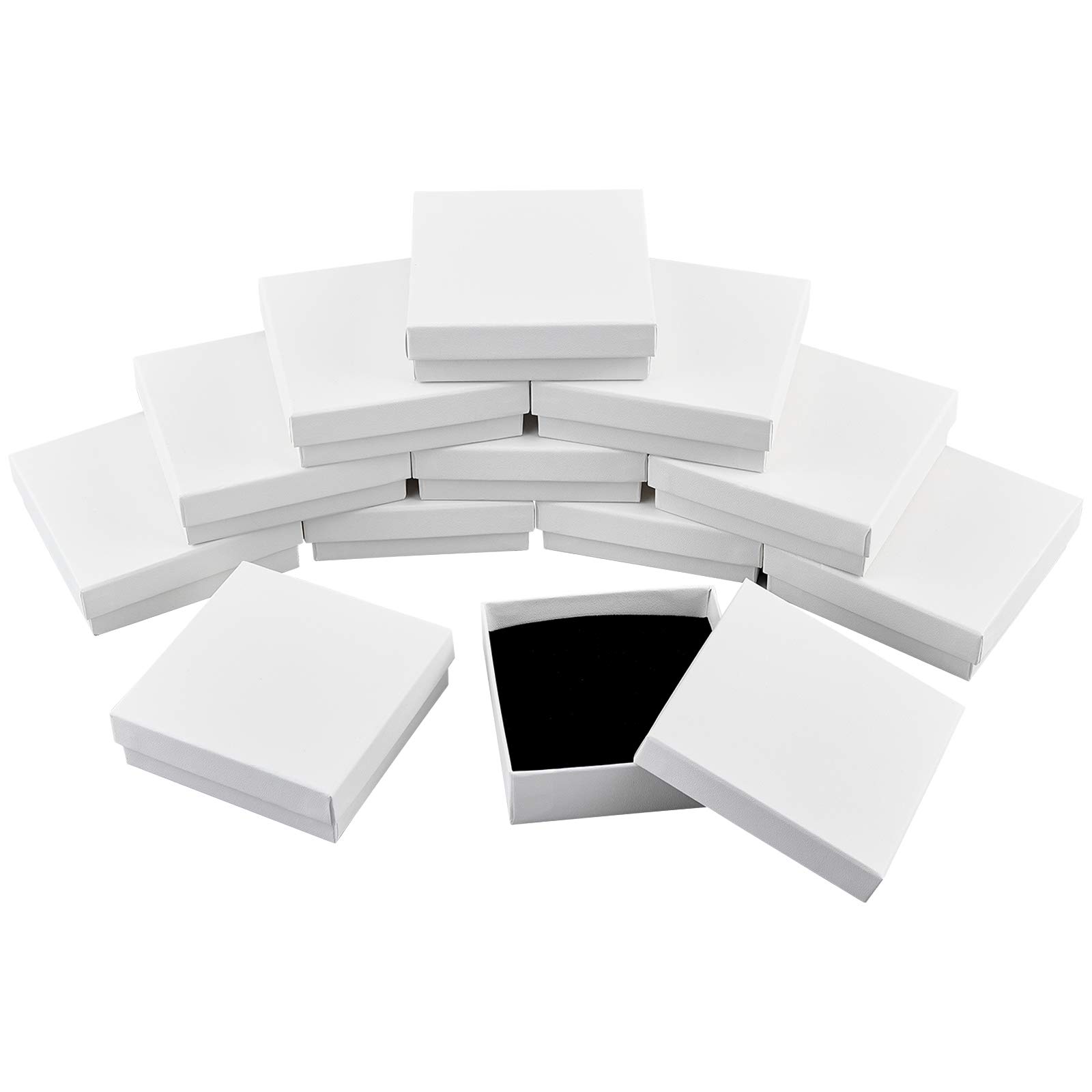 NBEADS 12 Pcs Cardboard Jewelry Box, 9.1x9.2x2.9cm Milky White ewellery Gift Boxes with Lid Cardboard Jewelry Set Box Gift Boxes for Jewellery Packaging Necklace Ring Earrings Display Christmas