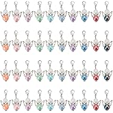 HOBBIESAY Angel Wing Charms Alloy Angel Charms Glass Pearl Bead Pendants with Lobster Claw Clasps for Necklace Bracelet Jewelry Making