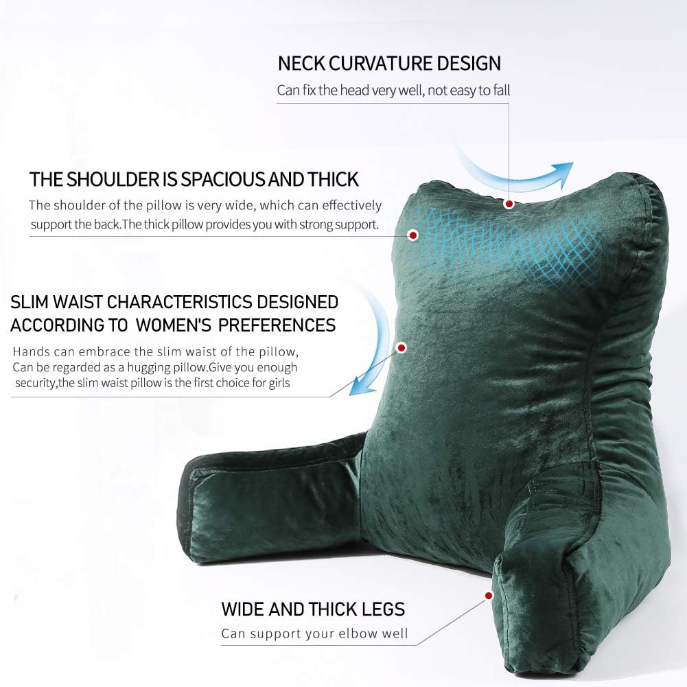 mittaGonG Slim Waist Backrest Reading Pillow with Arms Back Pillows for Sitting in Bed Removable Cover Suited for Ladies: Home & Kitchen