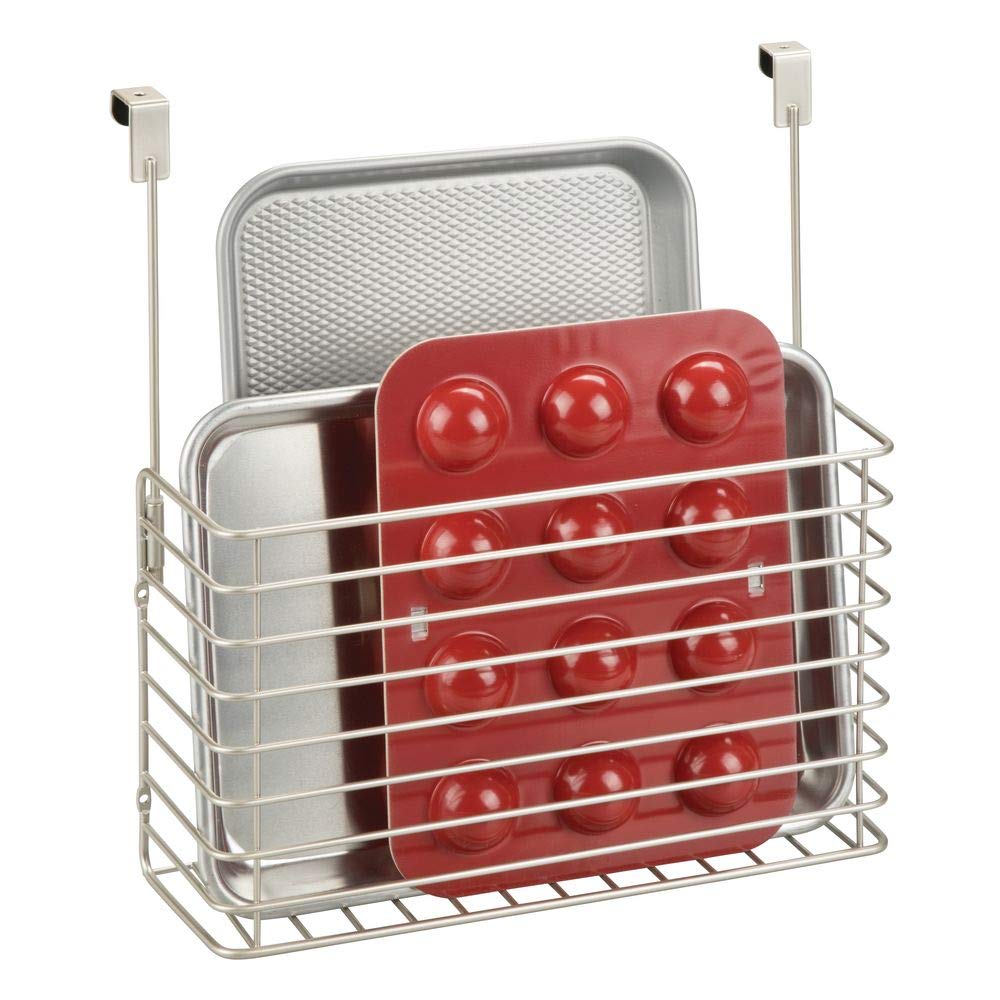 mDesign Over the Cupboard Hanging Storage Baskets Metal Bakeware