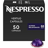Nespresso Vertuo, Altissio Decaffeinato, Dark Roast, 50-Count Espresso Pods | Decaf Dark-Roast Coffee Capsules, Bold cereal notes with a creamy, full body