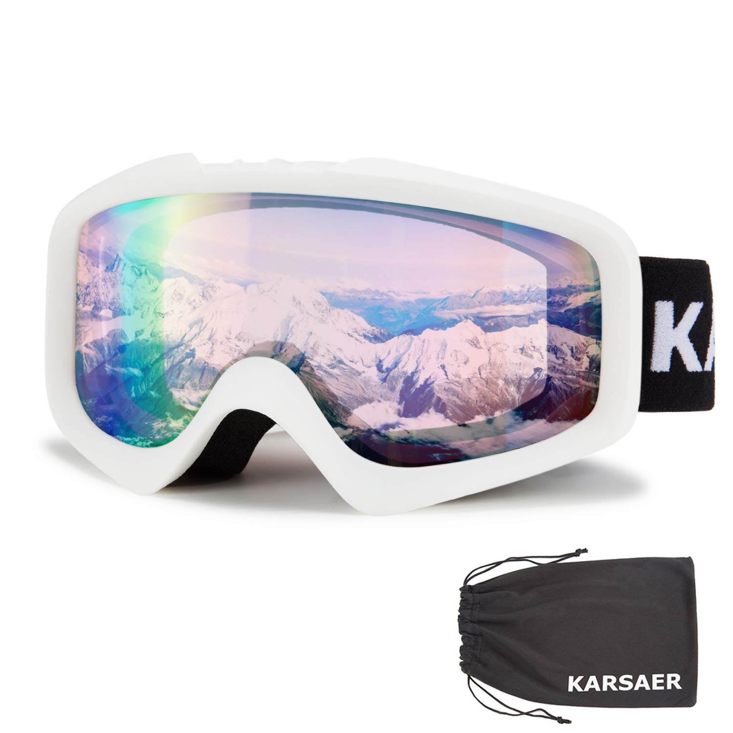 Photo 1 of Karsaer Ski Goggles Anti-Fog Snowboard Goggles OTG 100% UV Protection Snow Goggles Bendable Dual-Lenses for Men Women Youth (pink Vlt 60%)