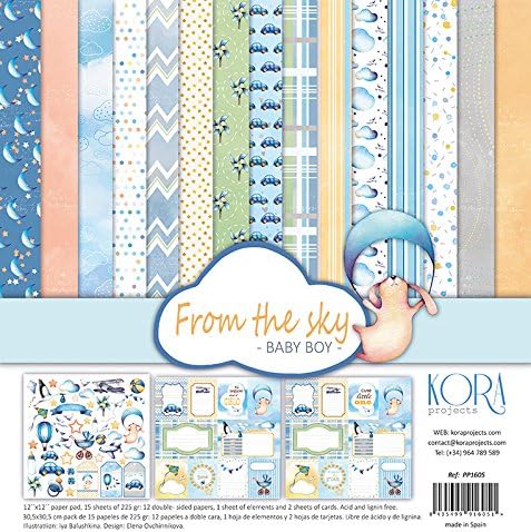 KORA projects Paper pad (15 Sheets) 12"x12" - from The Sky - Baby BOY
