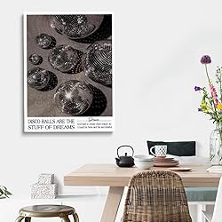 Shiny Disco Ball Print Poster -Vintage Silver