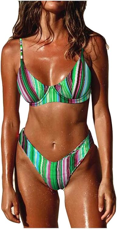 colorful striped bathing suit