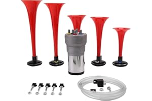 FARBIN Musical Air Horns Plays Dixieland Melody Dixie Horn Multi-frequency Sound Five Trumpet Dixie Truck Horn with Compresso