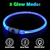 AUAUY LED Light Up Dog Collar Blue USB Rechargeable 70cm Reflective view 5