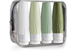INSFIT Portable Travel Bottles TSA Approved, 3oz Leak Proof BPA Free Silicone Cosmetic Travel Size Toiletry Containers, Squeezable Silicone Tubes, Refillable Bottles for Shampoo 4 Pack Green
