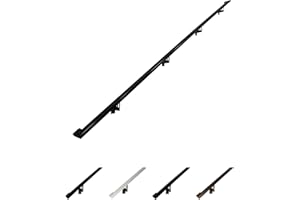 CONCEPT FUSION Modern Aluminum Handrail Grab Bar Kit, Adjustable Steel Brackets Included, Returns to Wall, Powder Coated Finish (Black, 9 Foot Handrail Set)