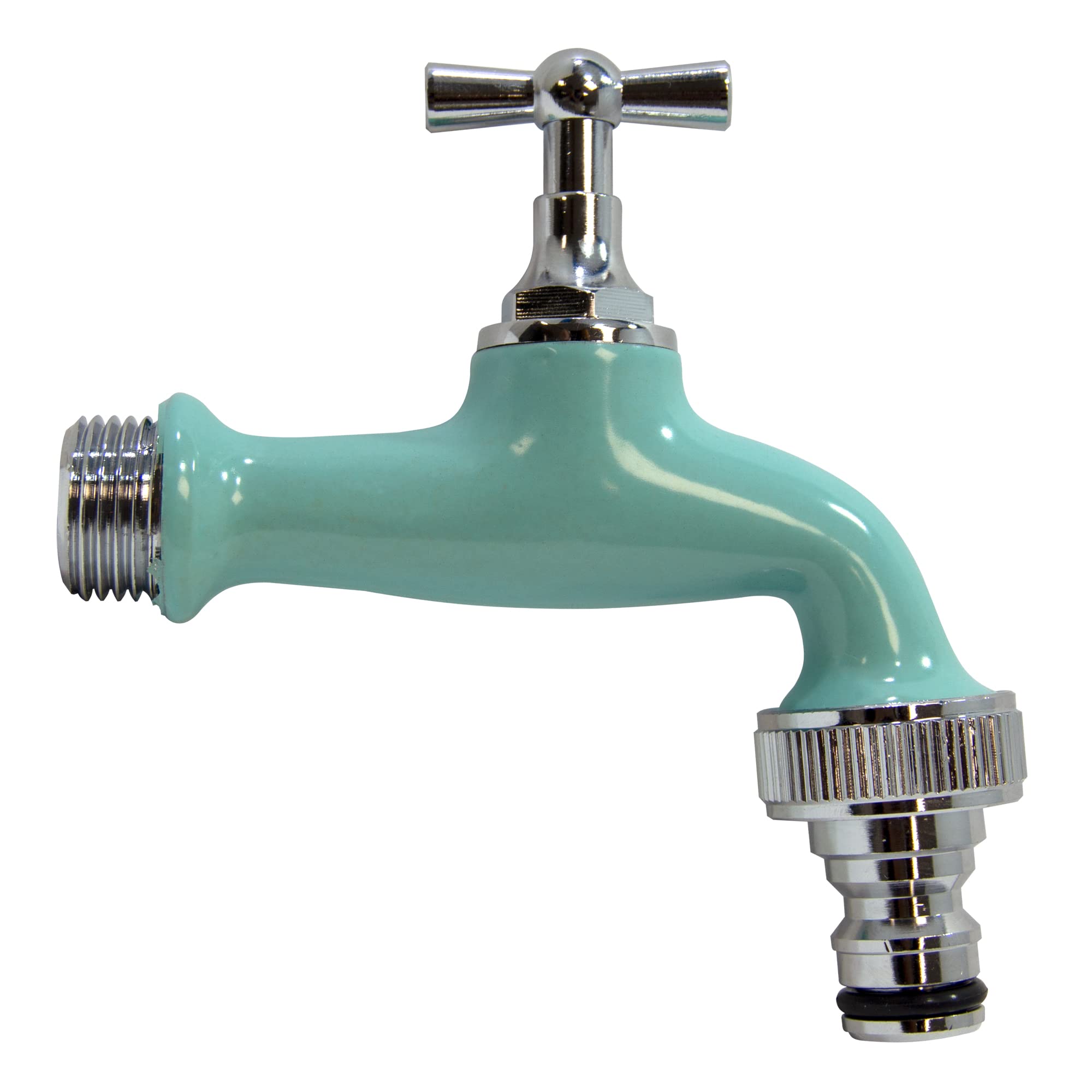 S&M 590221 Aqua Blue Dimmable Garden Faucet with Automatic Hose Outlet COLORTAPS