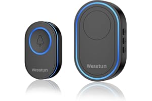 Wesstun Wireless Doorbell for Home, IP67 Waterproof, Plug-in with 39 Bells, 5 Level Volume Adjustment and LED Indicator, Easy