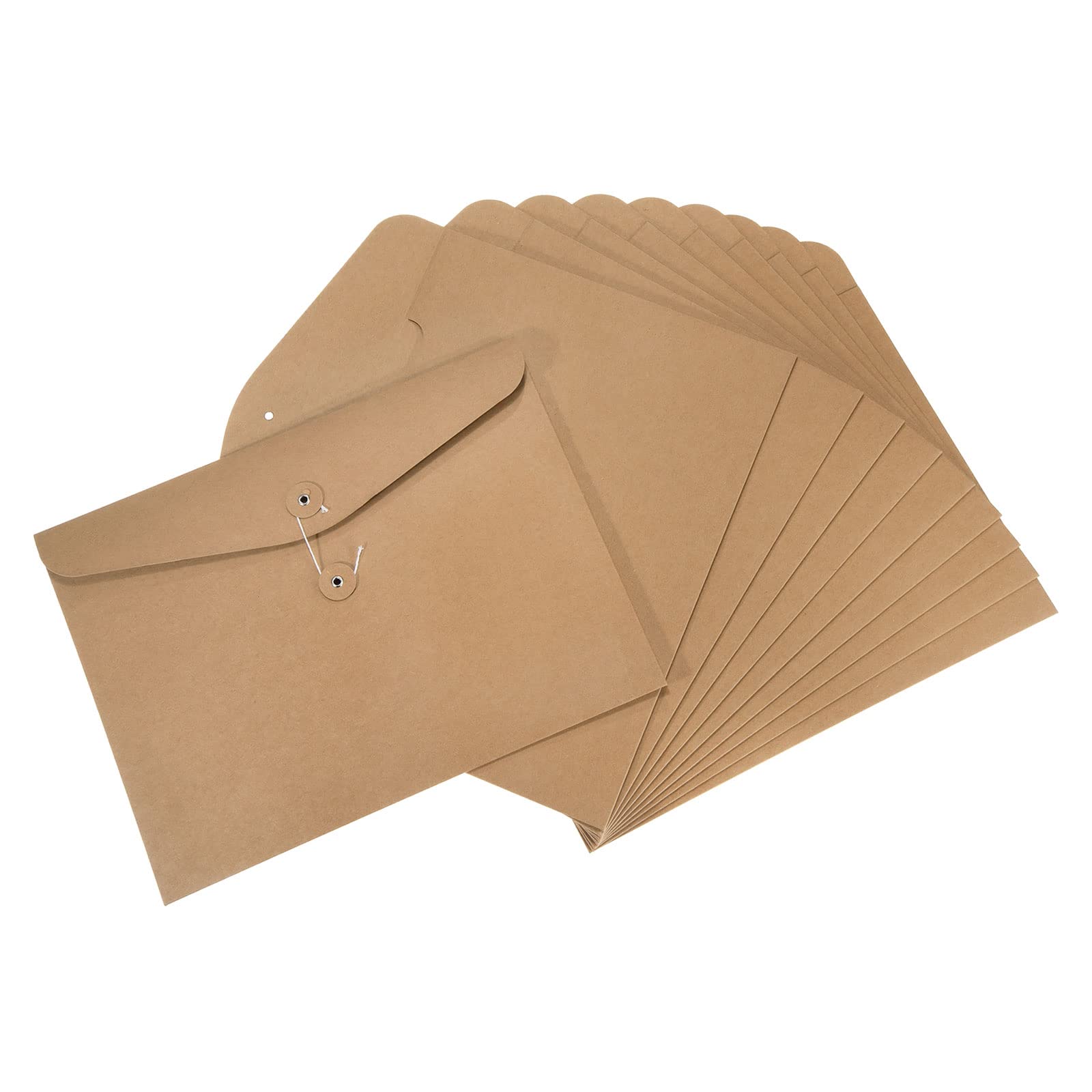 PATIKIL String Envelope File Folders 10 Pack A4 Size Document Letter Organizer Holder Filing Jacket for Office, Brown
