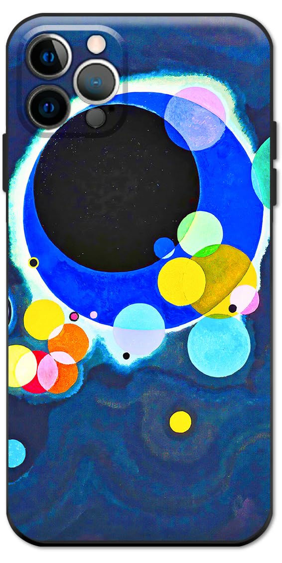 Berkin Arts Compatible with iPhone 13 Pro Case Cute Art Silicone Case with Design Lightweight Cool Multicolor with Screen Protector (Several Circles by Wassily Kandinsky)