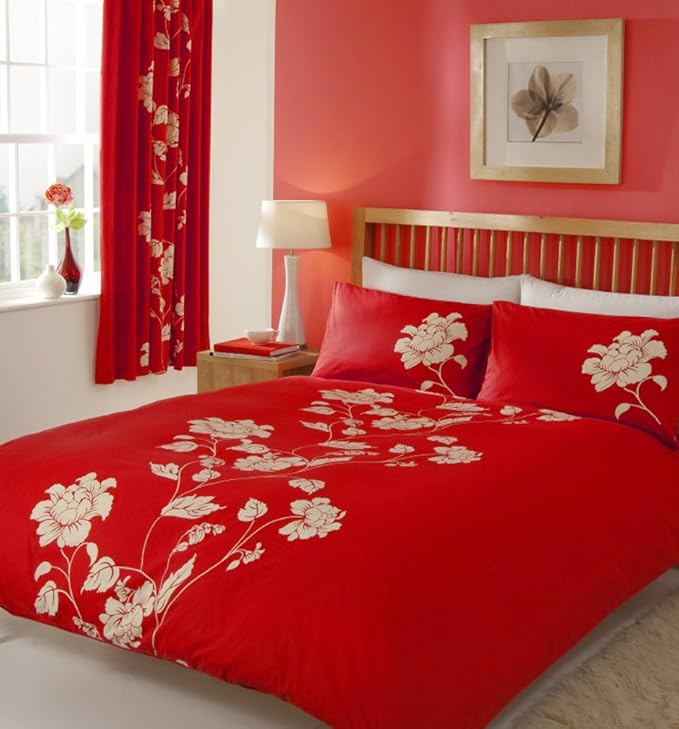 RED KING SIZE DUVET SET WITH MATCHING CURTAINS Amazon.co.uk Kitchen