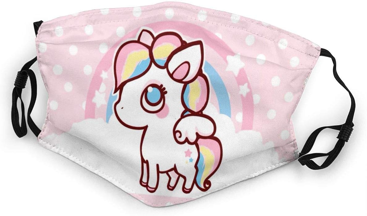 WLYDYS Rainbow Horse Halloween Kids Filter Dustproof Adjustable Protective Masks Face Mask Mouth Mask Mouth Cover Scarf Mask Camping/Outdoor Washable and Reusable Waterproof for Boys and Girls