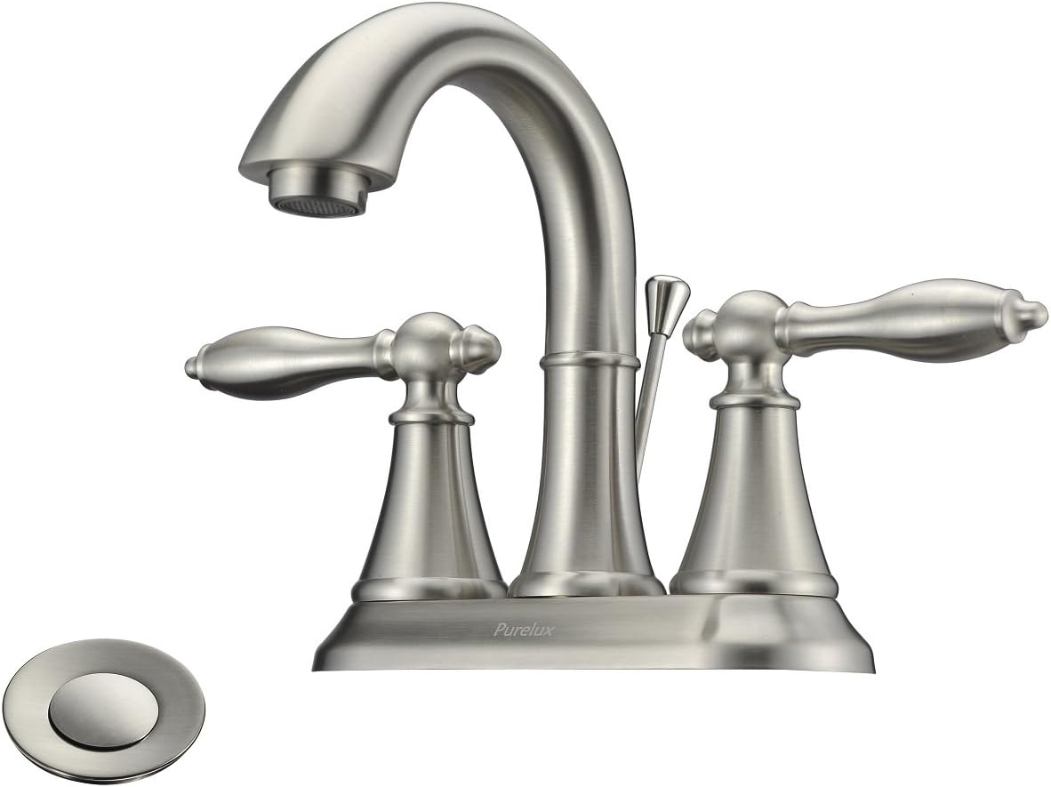 Purelux Two Handle 4 Spread Centerset Lavatory Sink Faucet With