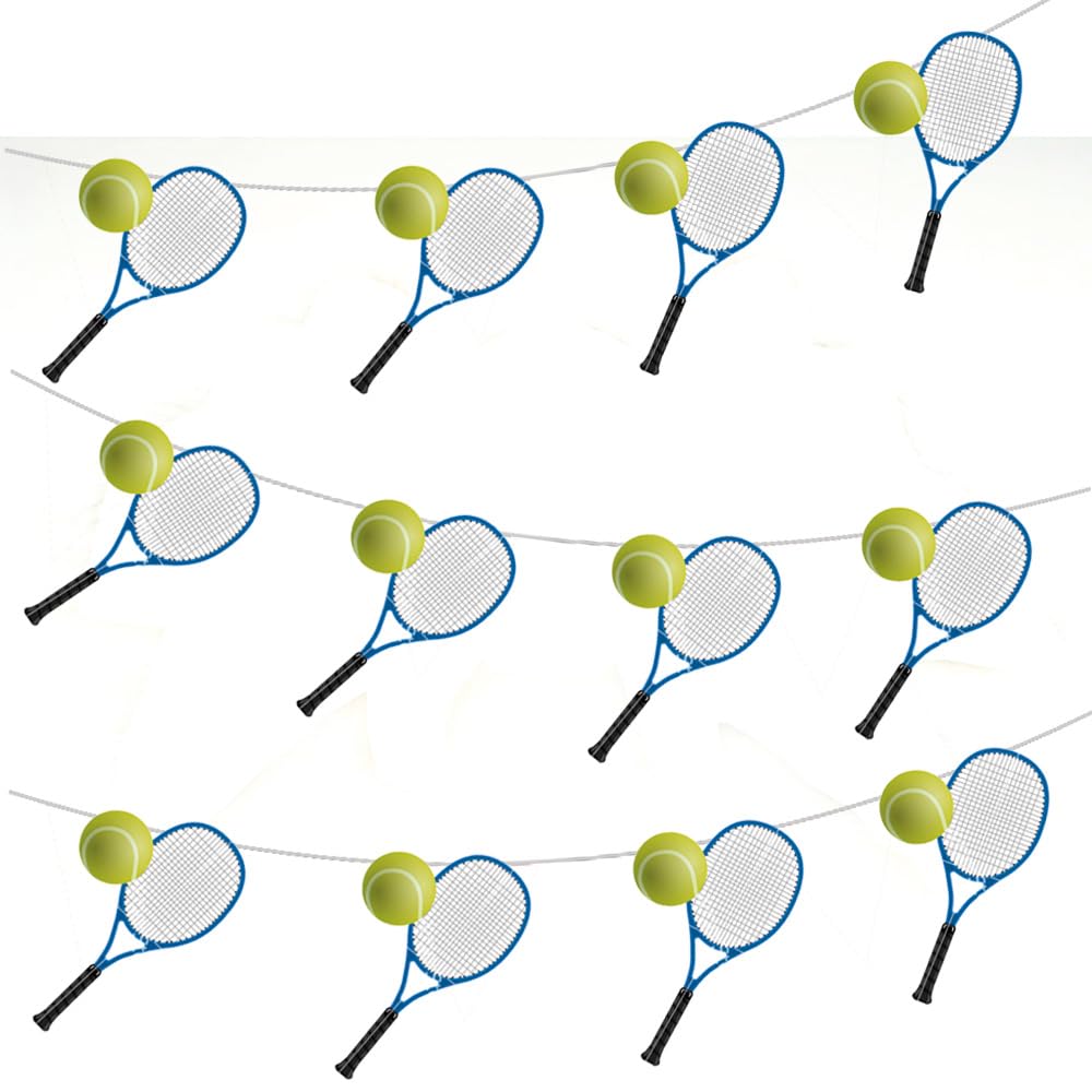 AK Giftshop Tennis Racket and Ball Bunting Party Decorations - 12pcs / 2.5m Ribbon