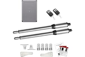 JUJIANG C01 Automatic Gate Opener with Remote Complete Kit for Swing Gate Up to 440lb 12FT per Arm, Electric Gate Openers Light Duty Dual Swing Gate Openers Automatic Gate Motor 40W AC Powered