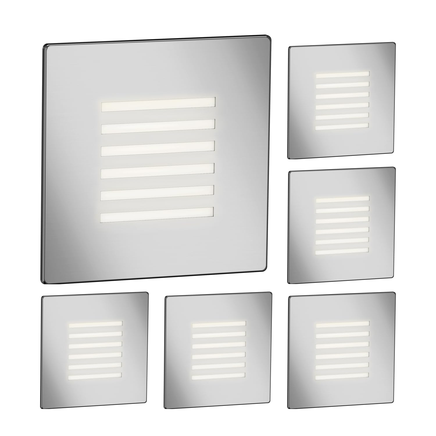 ledscom.de 6 LED Staircase Light/recessed wall Light FEX for Indoor and Outdoor, Grille, Angular, Stainless Steel, 85 x 85mm, Warm White — image 1