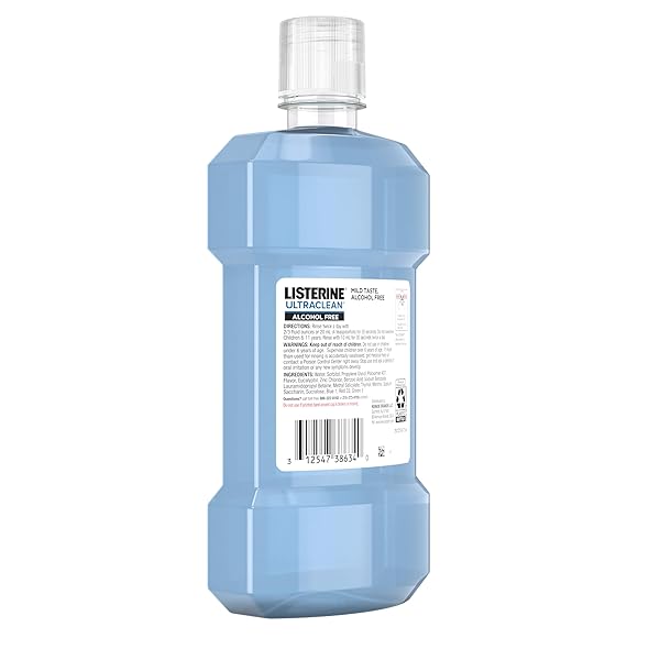 LISTERINE ULTRACLEAN ALCOHOL FREE TARTAR CONTROL MOUTHWASH, ORAL RINSE TO HELP FIGHT BAD BREATH AND TARTAR, FOR CLEANER, NATURALLY WHITE TEETH, ARCTIC MINT FLAVOR, 500 ML