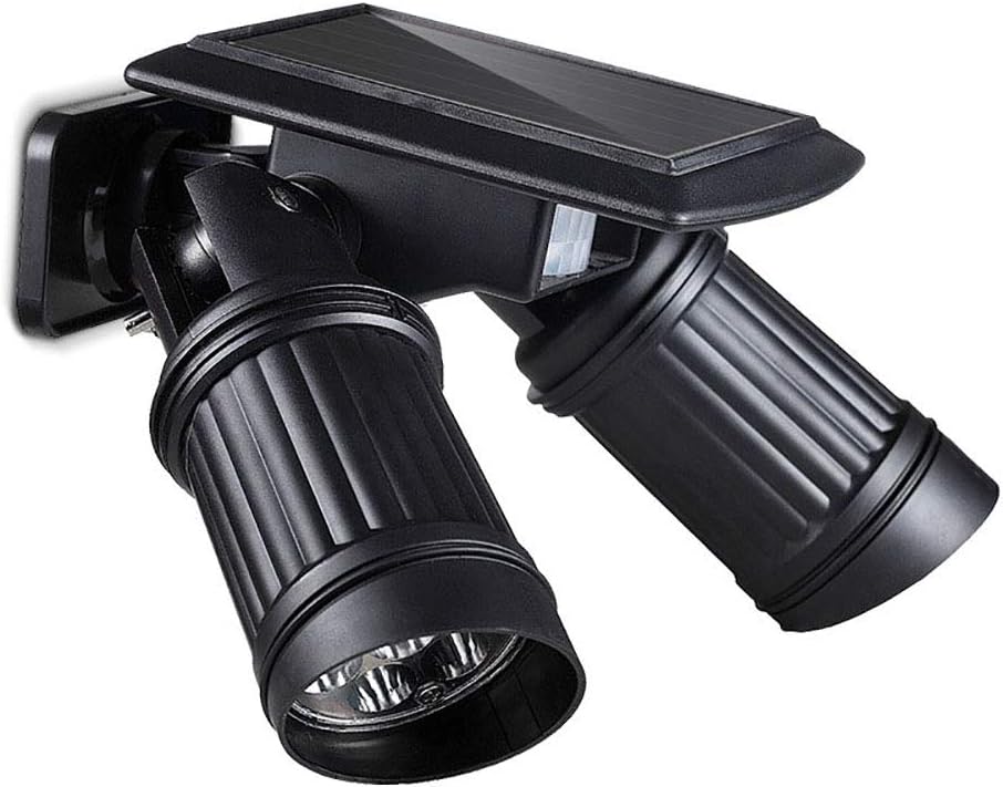 AMY Solar-Bewegungssensor-Licht, Doppelkopfscheinwerfer 360-Grad-Drehbare Solar-Bewegungssicherheits-Nachtlichter Im Freien Für Pation-Yard-Garten Im Freien