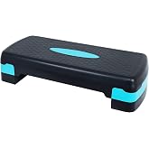 Fitvids Aerobic Step Platform Trainer with Adjustable 2-Level Risers, 400 Pound Weight Capacity &ndash; Non-Slip Exercise Stepper