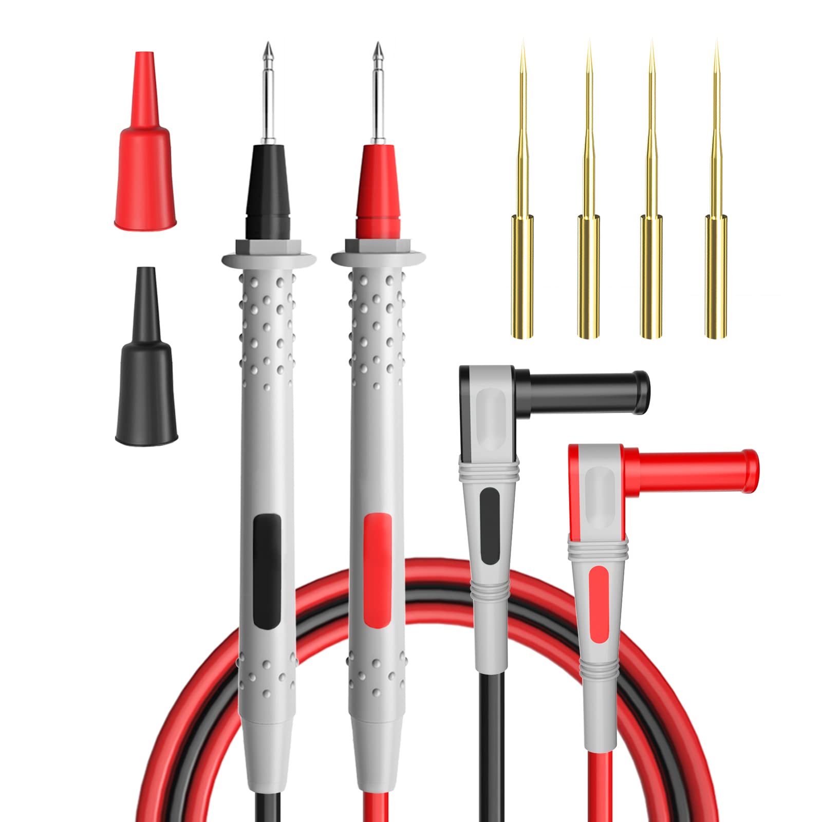 Cleqee Silicone Multimeter Test Leads kit 4mm Banana Plug Multimeter Probes with Gold-Plated Sharp Needles Double-layer Soft Silicone Cable 4.9ft/1.5m