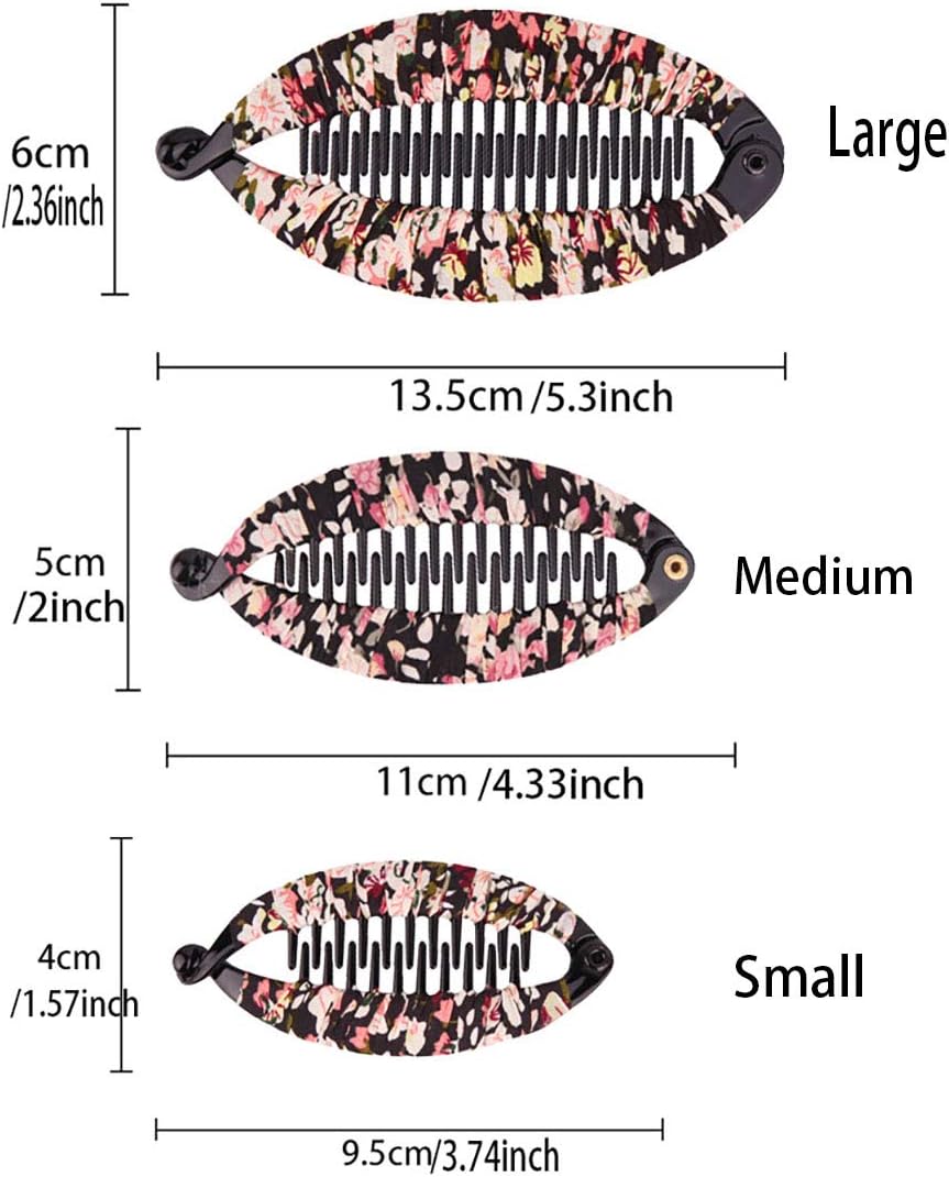 Fodattm Set of 6 Bohemia Style Wrapped Cloth Banana Hair Clip Hair Comb Hair Jaw Clips Plastic Fish Shape Hair Claw Hairgrip Hair Clincher for Women (Large) - Image 3