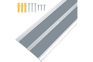 Jiekayi Aluminum Metal Door Threshold, Floor Transition Strip, 36'' L x 4'' W x 0.1'' H, Flat-Profile Threshold, Flooring Gaps Carpet Vinyl Wood, Stylish Doorway Transition Draft Protection (Gray)