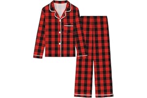 Umeyda Girls & Women Pajamas Set Long Sleeve Button-Down Sleepwear Nightwear Soft Pjs Set Loungewear