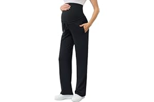 PACBREEZE Women's Maternity Pants Straight Leg Over Belly Casual Comfy Activewear Pregnancy Pants with Drawstrings
