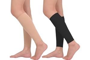 Wegitcs 2 Pairs Calf Compression Sleeve for Women & Men, Footless Compression Socks 20-30mmHg for Leg Support, Plus Size Compression Sleeve for Shin Splints, Varicose Veins, Running, Cycling