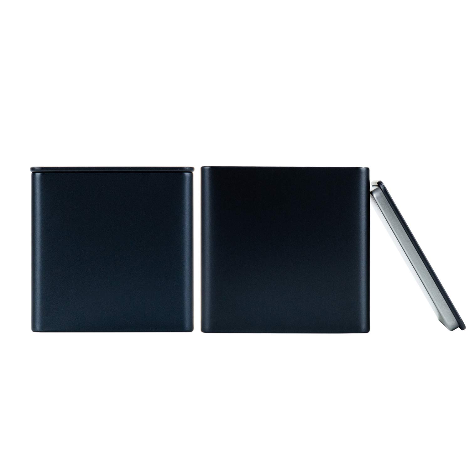 Tianhui Colorful Square Tin Can Empty Cube Steel Box Storage Container for Treats, Gifts, Favors, Loose Tea, Coffee and Crafts, Mini Portable Small Storage Kit (Black, 2-Small)