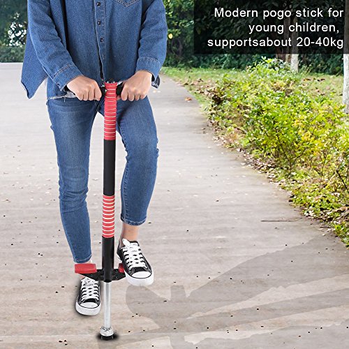 Liusin Pogo Stick for Kids Anti-Slip Safe Spring Jackhammer Jump Stick Weight 44 to 80 Lbs Children with Rubber Bottom for Boys Girls Balance Training (Red)