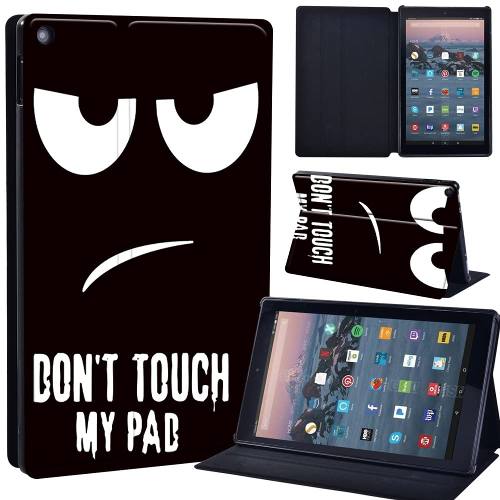 Leather slim lightweight Stand Cover Case Fit A m azon F i r e HD 10 Tablet 5th / 7th / 6th Generation - 2019, 2017, 2015 Release Tablet with Auto Wake/Sleep (don't touch my pad)