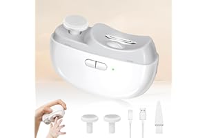 DEICIT Automatic Nail Clipper Electric Nail Trimmer Polisher 2 in 1 Portable Fingernail Cutter with Light 2 Speeds File Nail Clip Storage Rechargeable Safety Trimmer for Baby Kids Adults Seniors (White)