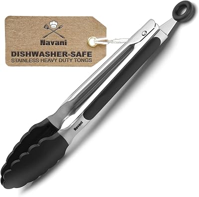 Navani 9-inch Silicone Tongs Cooking Air Fryer Salad Grilling BBQ Stainless