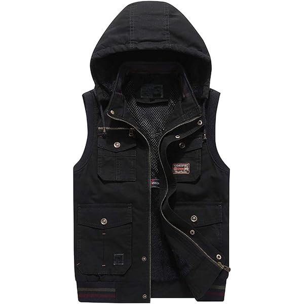 【SATIIIZ】Repo Multi-Pocket Hood Vest Men's Lightweight Quick Dry Multi Pockets Hooded Cargo Vest