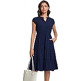 DHDZO Dresses for Women 2025 Elegant Classy Summer Casual Dress Pleated Flowy Midi Fashion Dresses