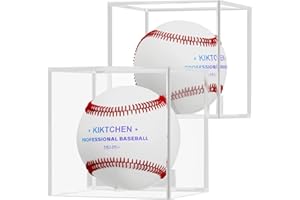 LAATSE 2 Pack Baseball Display Case Acrylic Cube Baseball Holder UV Protected Official Baseball Autograph Display Case Memorabilia Display Storage Box for Golf Tennis Billiard