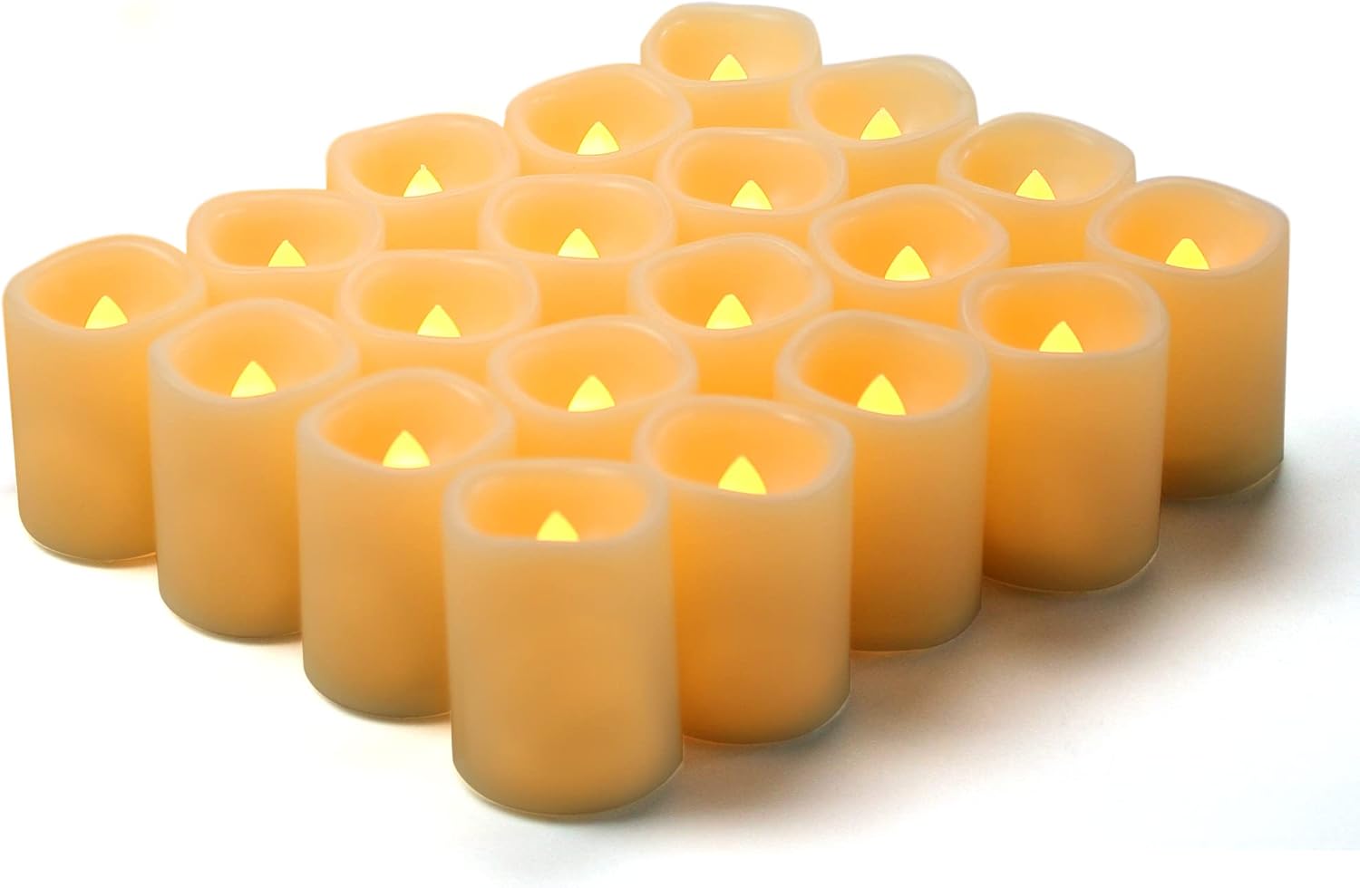 Lighting - Battery Operated Flameless Votive Candles Ivory Realistic Bright Flickering Electric Fake Tall Tealight LED Tea Lights Halloween Pumpkin Christmas Wedding Party Festival Tabletop Decorations 20 Pack