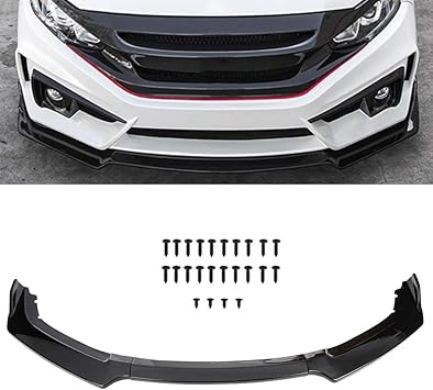 Amazon Com Scitoo 3pcs Black Pp Front Bumper Body Kit Spoiler Chin Spoiler Front Bumper Lip Fit For 16 19 For Honda Civic Hatchback Automotive