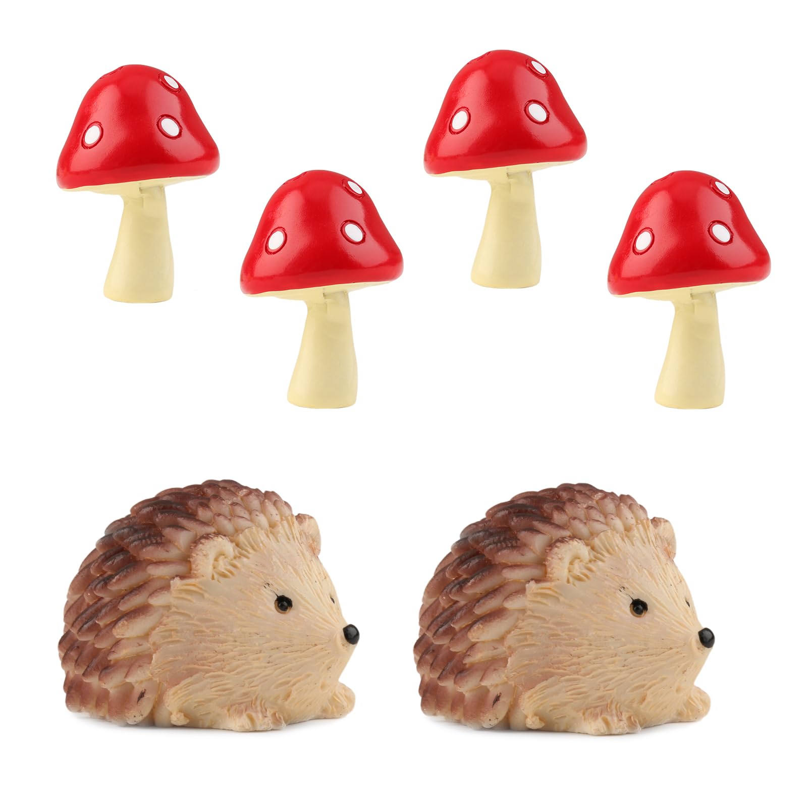 Garden Ornaments Outdoor, Wood Mushroom and Hedgehog Garden Ornaments Outdoor, Fairy Garden Ornaments, Miniature Garden Decorations for Garden Accessories Gardening Gifts