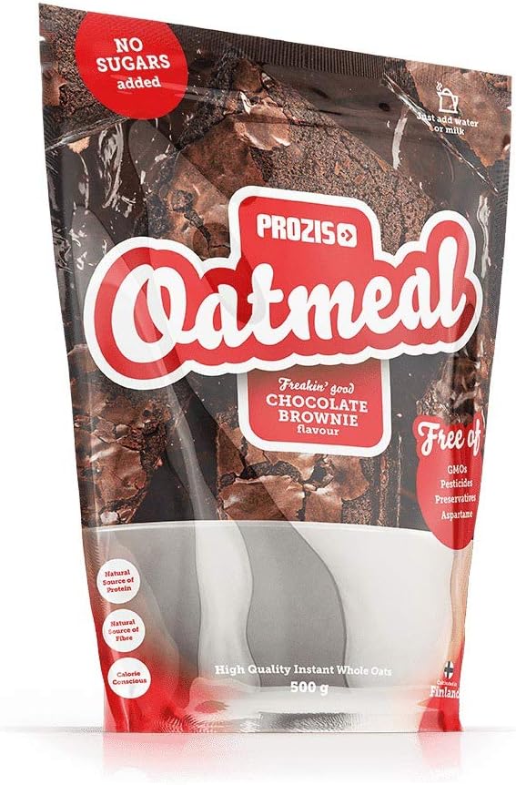 Prozis Oatmeal 500g - Cereals Charged with Protein, High-Quality Carbohydrates & Satiating Fibre - Chocolate Brownie Flavour - Suitable for Vegetarians - Heart Friendly - 5 Servings