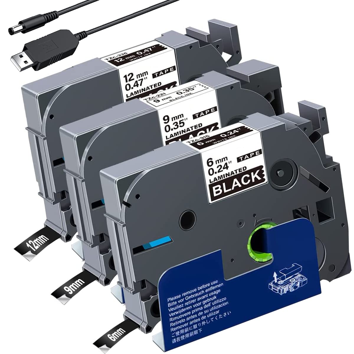 Acmerota Tze-335 12/9/6mm*8m Replace for Brother TZe-335 TZe-325 TZe-315 for Brother P-Touch PT-E110 H100R H100C H105 H110 1010 H108 PT-E550W PT-E300 PT-1000 PT-1010 PT-1250